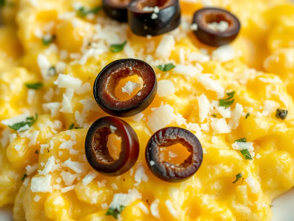 scrambled-eggs-with-parmesan-and-romano-cheese-and-black-olives